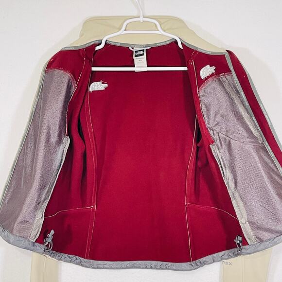 The North Face Softshell Apex Lightweight Jacket Women Medium Cream Fleece Lined - Picture 8 of 11